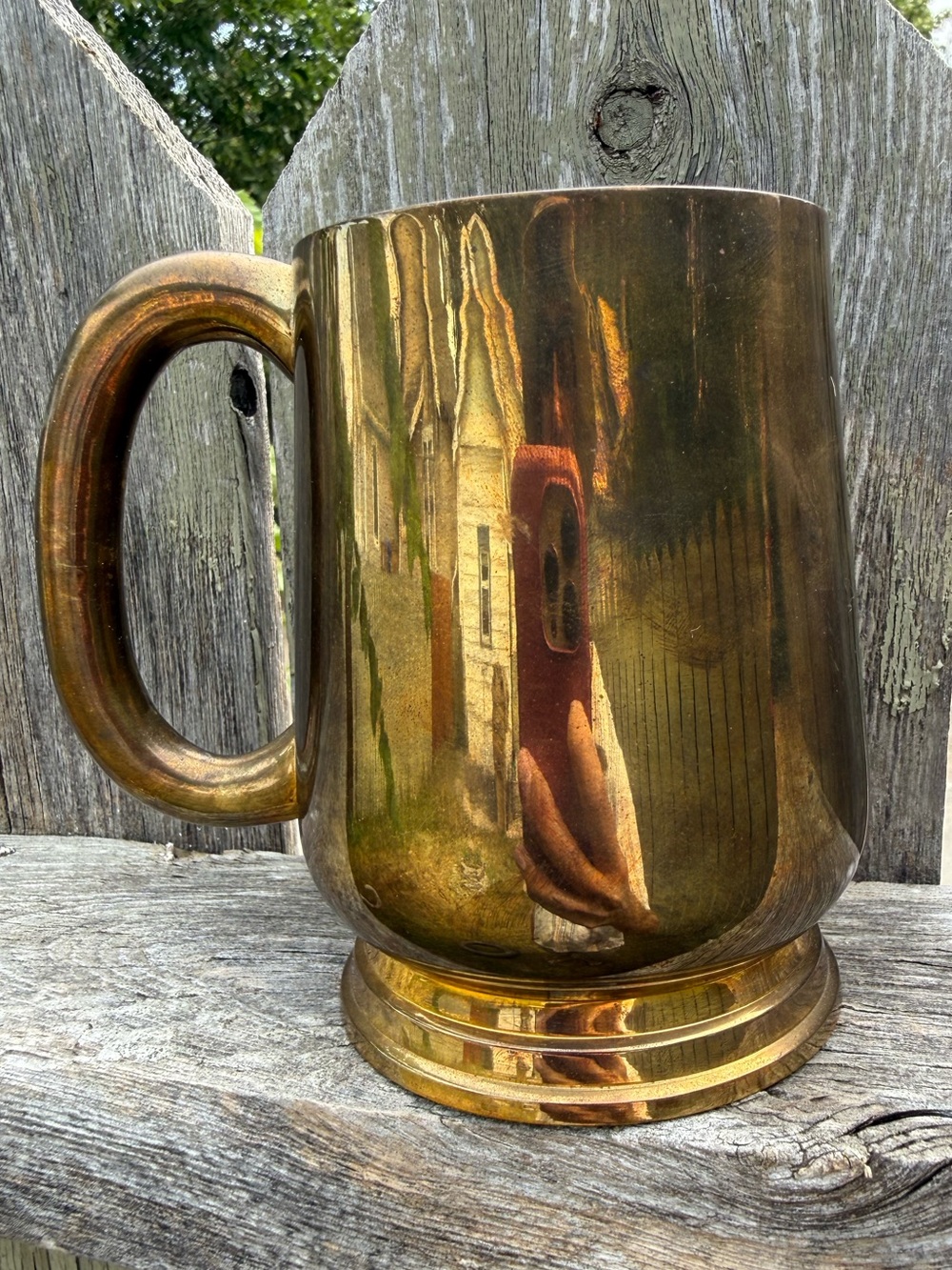 Vintage Solid Brass Beer Mug Stein Tankard Heavy Metal Barware Made in India